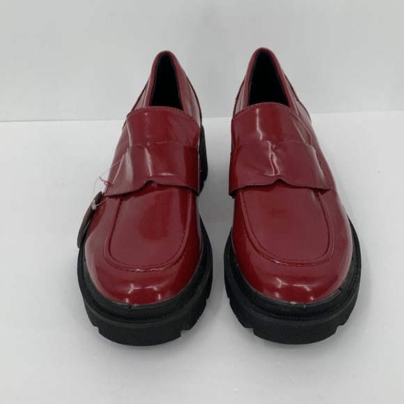Blondo chunky slip-on loafers shoe lug sole red patent waterproof platform new 9 - Picture 3 of 7